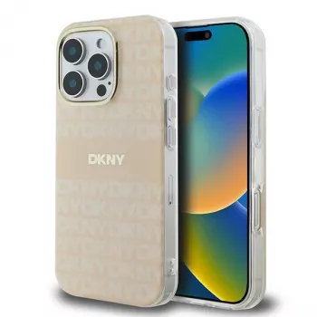 DKNY DKHMP16XHRHSEP Hard Case til Apple iPhone 16 Pro Max 6,9 inch pink Repeat Texture Pattern med striber MagSafe