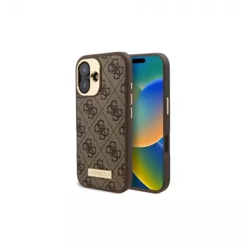 Guess GUHMP16MU4GPRW iPhone 16 Plus 6,7 inch brun Hardcase 4G Logo Plate MagSafe