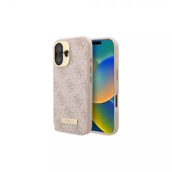 Guess GUHMP16SU4GPRP iPhone 16 6,1 inch pink Hardcase med 4G-logo-plade og MagSafe