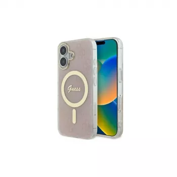 Guess GUHMP16SH4STP Hard Case til Apple iPhone 16 6,1 inch pink IML 4G MagSafe