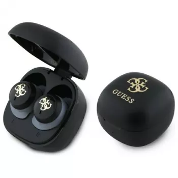 Guess GUTWSJ144ESK True Wireless Stereo Bluetooth-høretelefoner med opladningsetui, sort Iridescent 4G Printed Logo