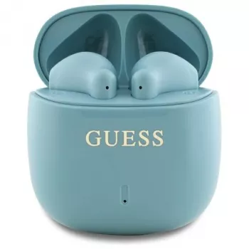 Guess Printed Classic Logo TWS Bluetooth-høretelefoner med opladningsetui (turkis)