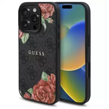 Guess GUHMP16XP4ROPEMCK iPhone 16 Pro Max 6,9 inch sort hardcase 4G Flowers Print MagSafe