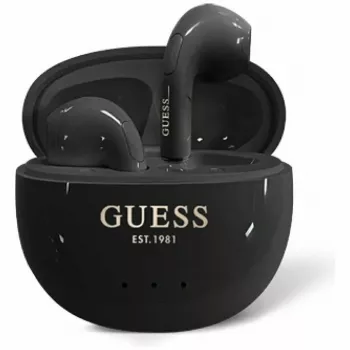 Guess Glossy Effect EggShape Printed Classic Logo TWS-høretelefoner sort