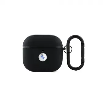 BMW BMA4SSLBK AirPods 4 cover sort ægte læder sølvlogo