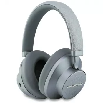 Karl Lagerfeld Saffiano Elongated Bluetooth ANC Over-Ear-hovedtelefoner grå