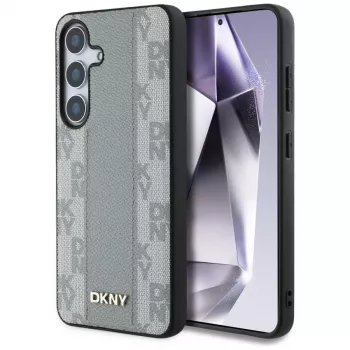 DKNY læder Checkered Pattern MagSafe etui til Samsung Galaxy S25 - taupe