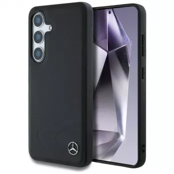 MERCEDES-BENZ Mercedes Leather Horizontal Debossed Curves MagSafe etui til Samsung Galaxy S25 sort