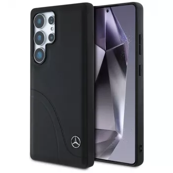 MERCEDES-BENZ Mercedes Leather Curved Stitches etui til Samsung Galaxy S25 Ultra sort