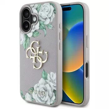 Guess Grained Roses Big 4G Logo Case til Apple iPhone 16 - lilla