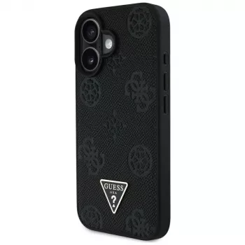 Guess Grained Hot Stamp Peony Triangle Logo MagSafe Case til iPhone 16 (sort)