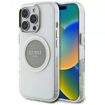 Guess IML Metal Colored Circle Classic Logo MagSafe Case til iPhone 16 Pro Max (grå)