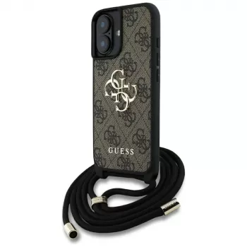 Guess 4G Big Logo Cord StapCrossbody Case til iPhone 16 brun