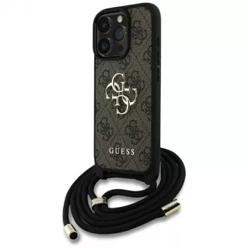 Guess 4G Big Logo Cord Strap Crossbody Case til Apple iPhone 16 Pro - brun