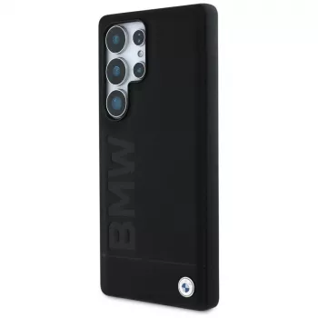BMW Leather Big Wordmark Case til Samsung Galaxy S25 Ultra sort