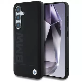 BMW Leder Big Wordmark Case til Samsung Galaxy S25 sort
