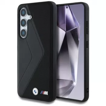 BMW læder Oversized Stripes MagSafe-cover til Samsung Galaxy S25 sort