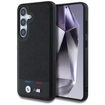 BMW læder tricolor-striber MagSafe-cover til Samsung Galaxy S25 sort