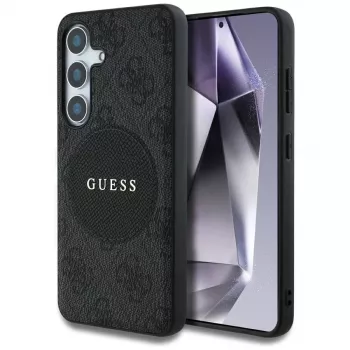 Guess 4G Round Patch Classic Logo MagSafe-cover til Samsung Galaxy S25+ (sort)