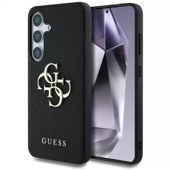 Guess Grained Big 4G Logo Small Classic Logo bagcover til Samsung Galaxy S25, sort