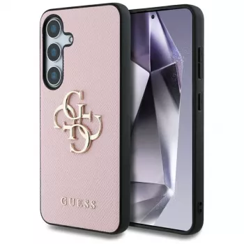 Guess Grained Big 4G Logo Small Classic Logo bagcover til Samsung Galaxy S25 pink