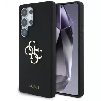 Guess silikone Big 4G Logo Bottom Script-cover til Samsung Galaxy S25 Ultra - sort