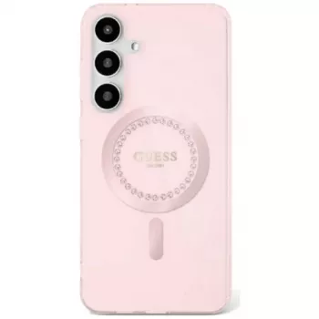 Guess Rhinestones Printed Classic Logo MagSafe-cover til Samsung Galaxy S25 (pink)