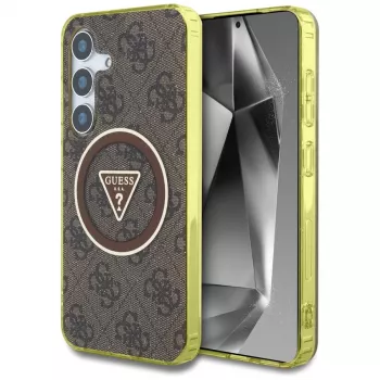 Guess 4G Glitter Triangle Buttons MagSafe-cover til Samsung Galaxy S25 (brun)
