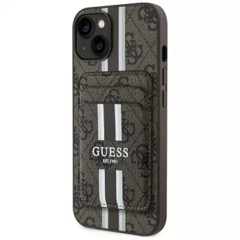 Guess 4G Stripes wallet-cover med MagSafe til iPhone 15 brun