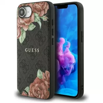 Guess 4G Flowers Print MagSafe-cover til iPhone 16e / 17e sort