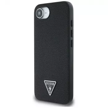 Guess Grained Triangle MagSafe Case til iPhone 16e (sort)