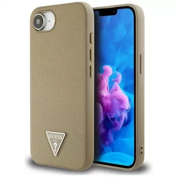 Guess Grained Triangle MagSafe Case til iPhone 16e (brun)