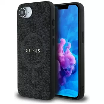 Guess 4G Ring Classic Logo MagSafe Case til iPhone 16e (sort)