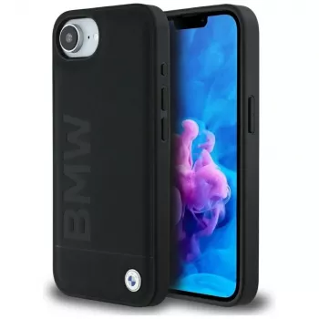 BMW Leather Hot Stamp cover til iPhone 16e / 17e sort