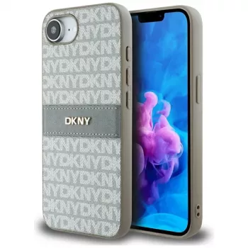 DKNY Repeat Texture Pattern with Tonal Stripe cover til iPhone 16e / 17e beige