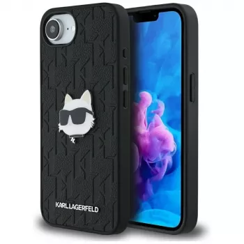 KARL LAGERFELD Monogram Choupette Head Pin Case til iPhone 16e / 17e sort