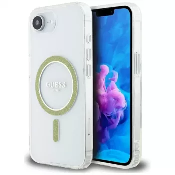 Guess IML Glitter Circle MagSafe Case til iPhone 16e (transparent)