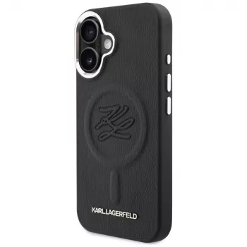 Karl Lagerfeld Initial & Metal Logo MagSafe Case til Apple iPhone 16, sort