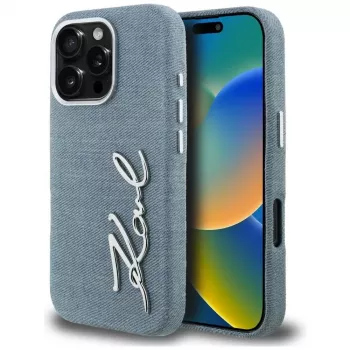 KARL LAGERFELD FW Jeans Signature Logo Case til iPhone 16 Pro Max, blå
