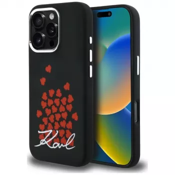 Karl Lagerfeld Silicone Heart SignLogo MagSafe Case til iPhone 16 Pro Max, sort