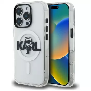 Karl Lagerfeld IML Karl Sketch Logo MagSafe Case til iPhone 16 Pro Max, transparent