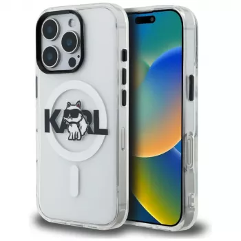 Karl Lagerfeld IML Choupette Sketch Logo MagSafe Case til iPhone 16 Pro, transparent
