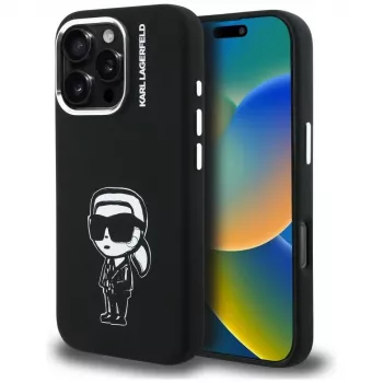 KARL LAGERFELD Silicone Karl Sketch MagSafe Case til Apple iPhone 16 Pro, sort