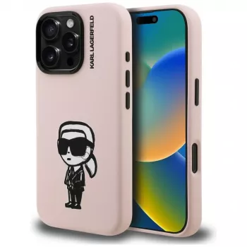 KARL LAGERFELD Silicone Karl Sketch MagSafe Case til iPhone 16 Pro, pink