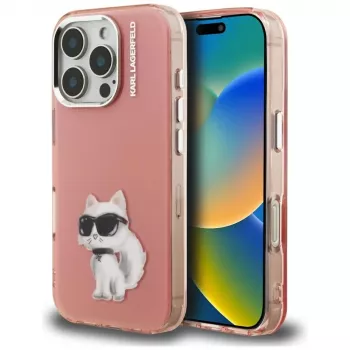 Karl Lagerfeld IML Aquarelle Choupette & Logo-cover til Apple iPhone 16 Pro, pink
