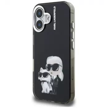 KARL LAGERFELD IML Aquarelle Karl & Choupette & Logo-bagcover til Apple iPhone 16, sort