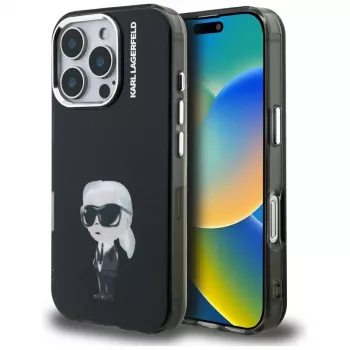 Karl Lagerfeld IML Aquarelle Karl & Logo-cover til Apple iPhone 16 Pro, sort