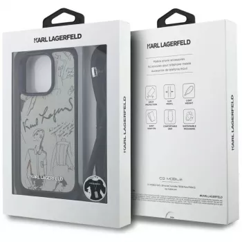 Karl Lagerfeld Crossbody-cover med gennembearbejdet mønster & logo til iPhone 16 Pro Max, grå