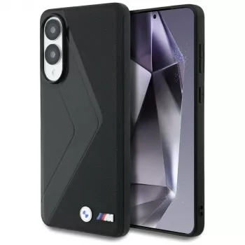 BMW læder Oversized Stripes MagSafe-cover til Samsung Galaxy S25 Edge, sort