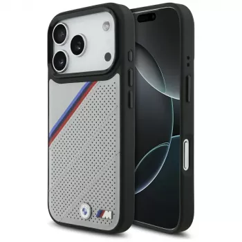 BMW M Tricolor Metal Logo MagSafe-cover til iPhone 17 Pro, grå